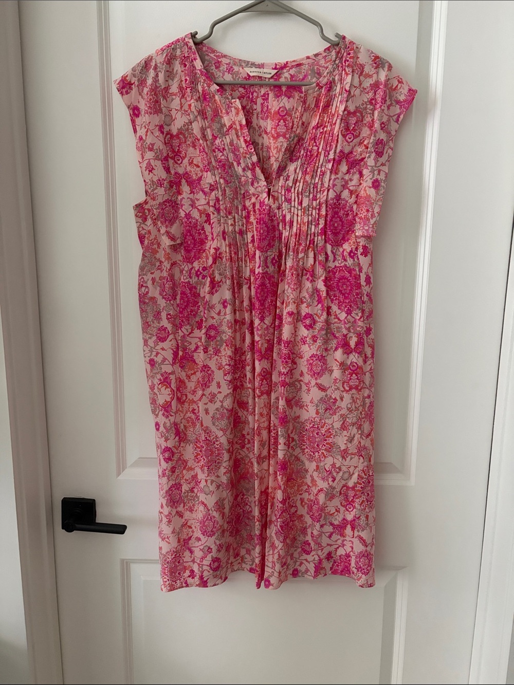 Rebecca Taylor Pink Floral Pleated Tunic